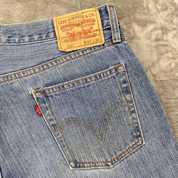 Levi's 527 Low Boot Cut Men's Jeans 36x30 Light Blue Denim - Picture 4 of 10